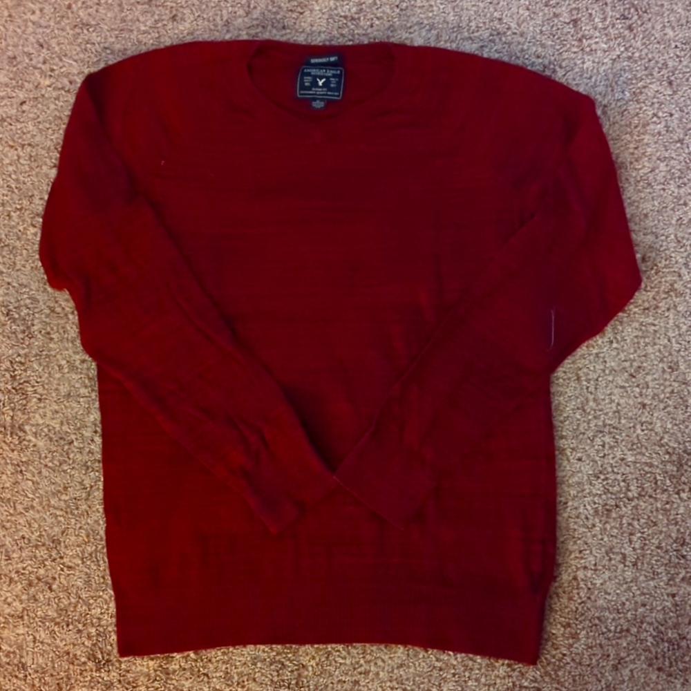 American Eagle Crimson V-neck Sweater